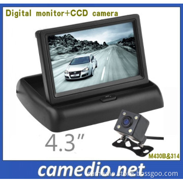 4-Lights Car Rear View Camera with 4.3" TFT LCD HD Foable Monitor System
